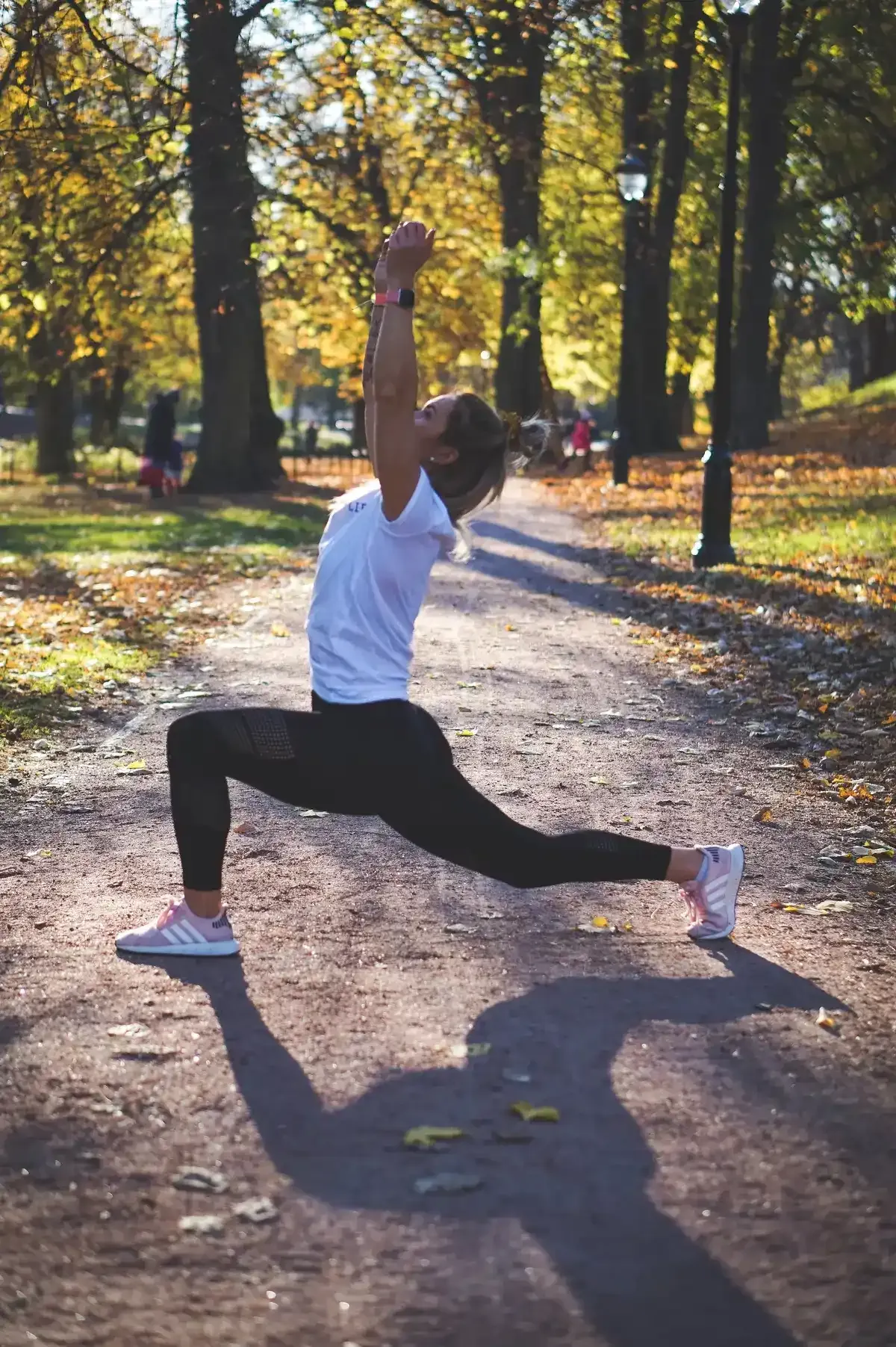 Woman stretching before exercising
