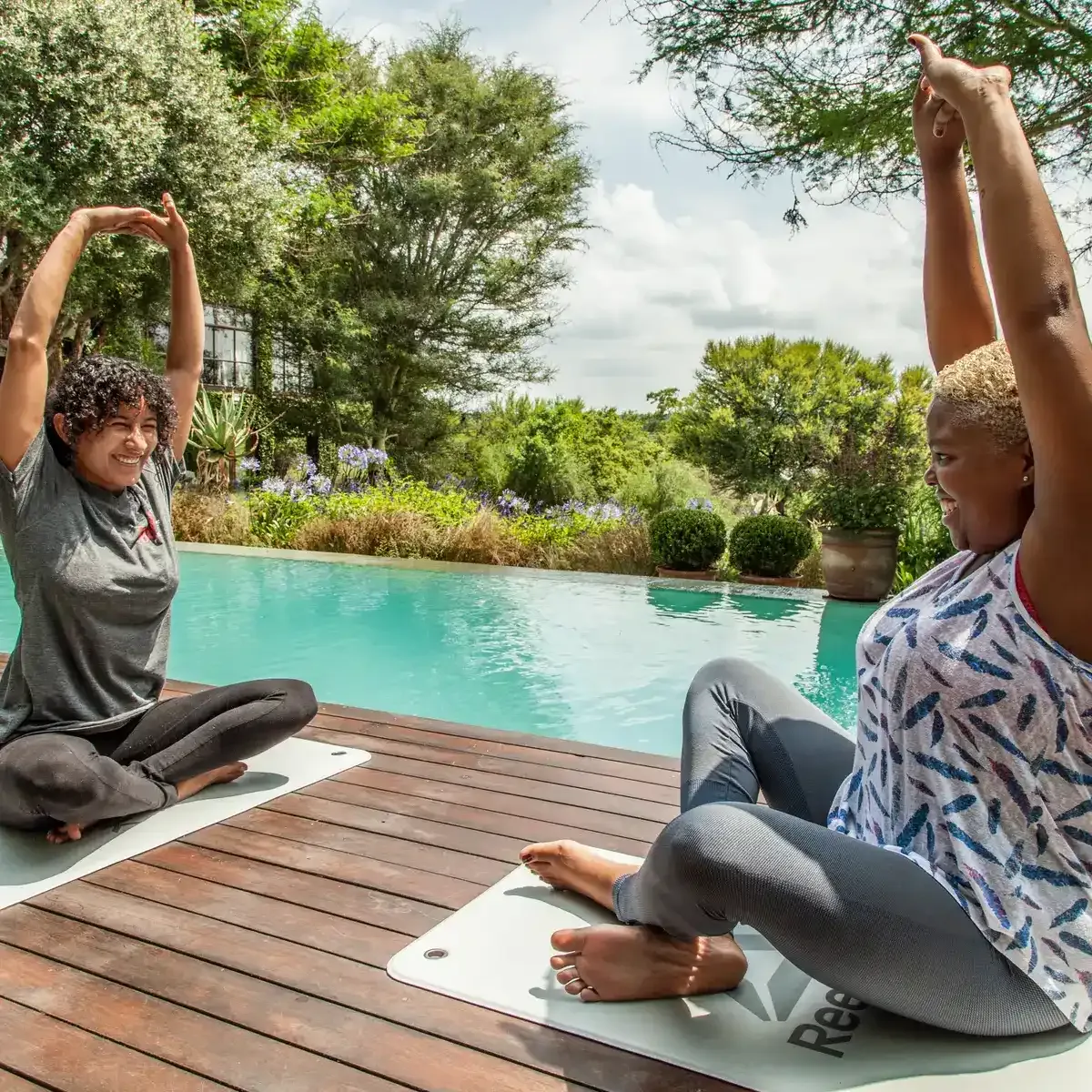 Yoga by the pool